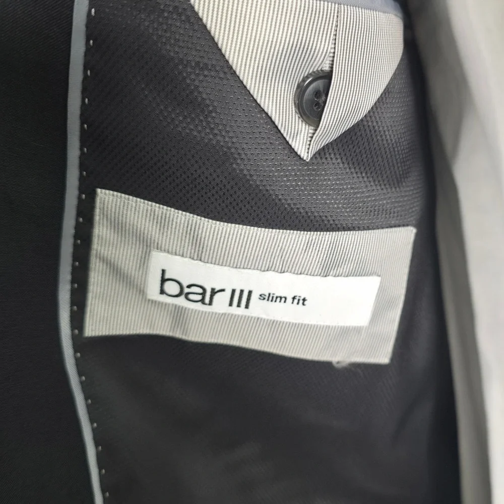 Bar III Mens Sport Coat Black 40R Wool Blend Suit Jacket Blazer Quiet Luxury NWT